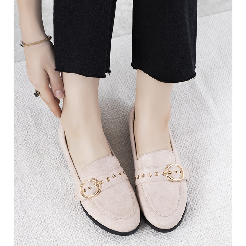 Beige loafers med guld Verreau prydnad 1