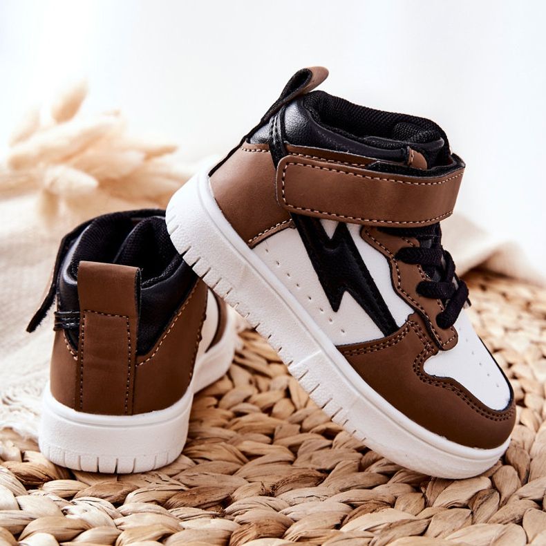 FR1 Höga sportskor för barn, vita och bruna Bartnie svart 1