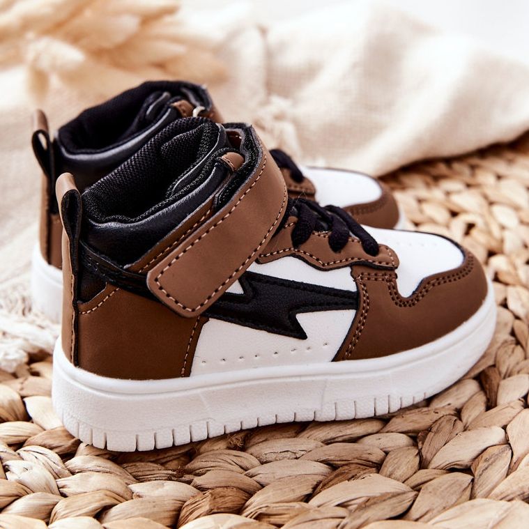 FR1 Höga sportskor för barn, vita och bruna Bartnie svart 2