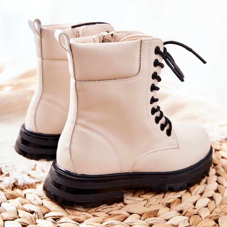 FR1 Klassiska barnbeige Clarika -stövlar med dragkedja 1