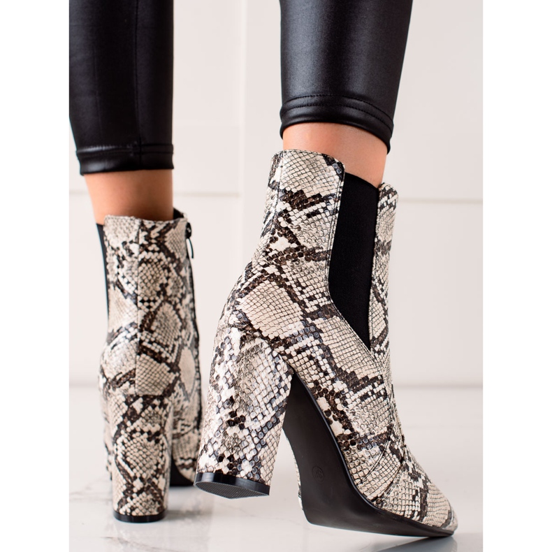 Marquiz Snygga Snake Print Booties beige 1