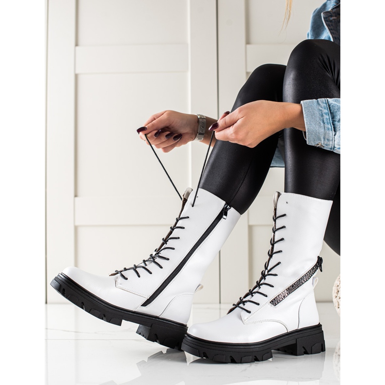 Stövlar med dekorativ dragkedja av Sergio Leone vit 2