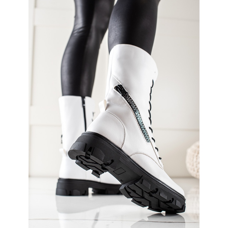 Stövlar med dekorativ dragkedja av Sergio Leone vit 1