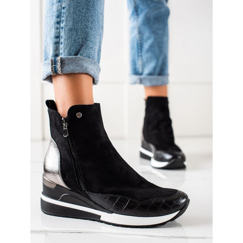 W. Potocki Stövlar på kil Potocki svart 1