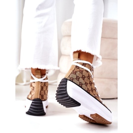 FJ1 Loggade sneakers på den elektriska kärleksbruna plattformen vit 2