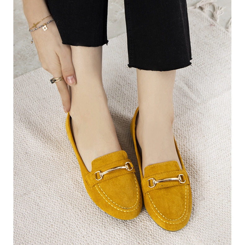 Dominique dam senap loafers gul 1