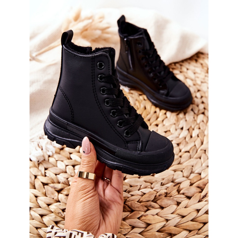 FR1 Barnläderisolerade sneakers Svart Bomi 2