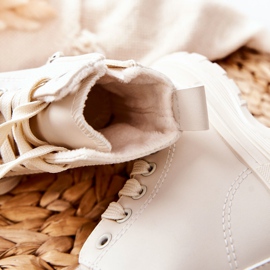 FR1 Barns lädervarma sneakers Ljusbeige Bomi 1