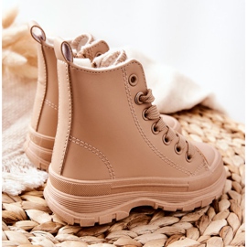 FR1 Barns lädervarma sneakers Beige Bomi 2