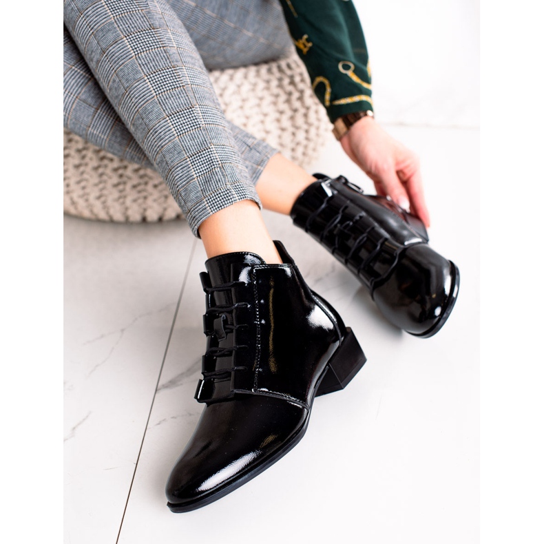 W. Potocki Eleganta lackerade Potocki -stövlar svart 1