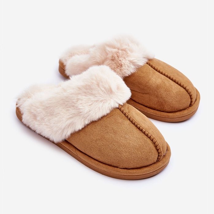 Dam Tofflor Tofflor med Fur Camel Pinky brun 1