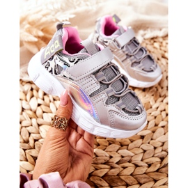 PJ2 Barnsportskor med kardborreband Vibo silver- 1