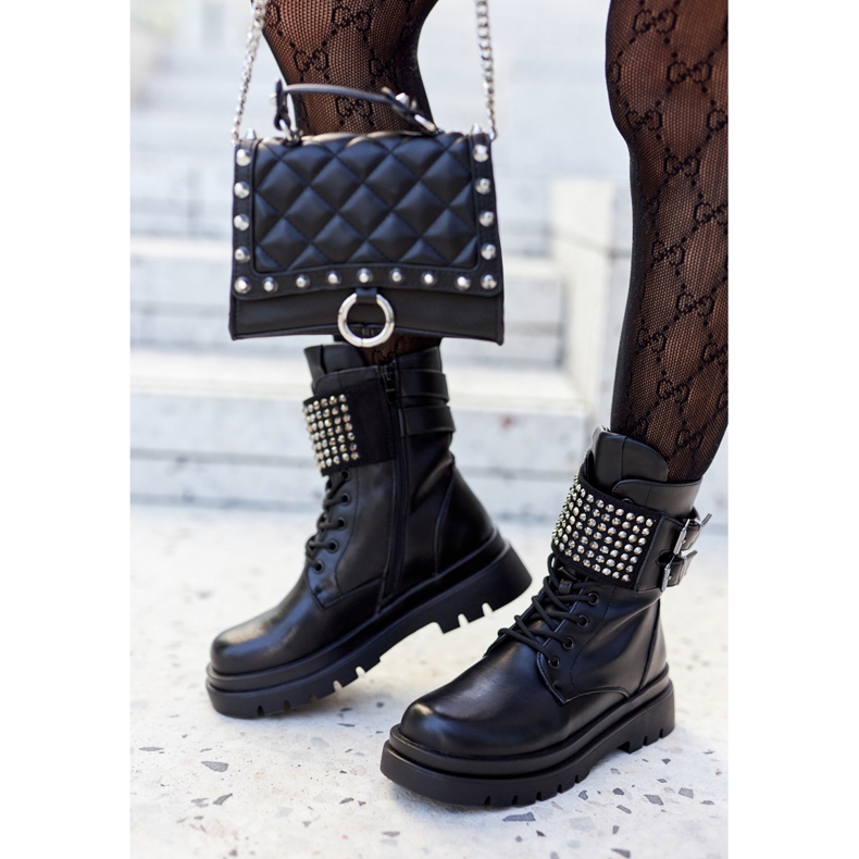 PE1 Dam stövlar Arbetare med dubbar Black Eveis svart 2