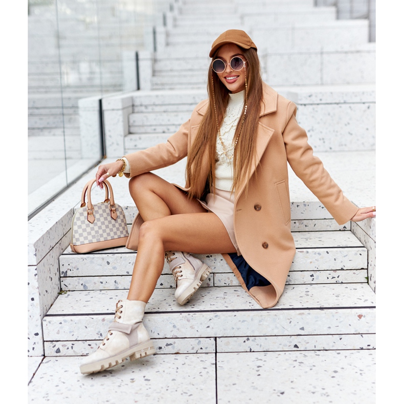 Maciejka Beige läderarbetarstövlar 05219-04 2