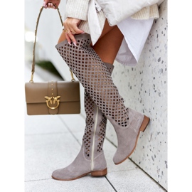 PA2 Mocka stövlar med öppet mönster Ljusbrunt Pointe 2