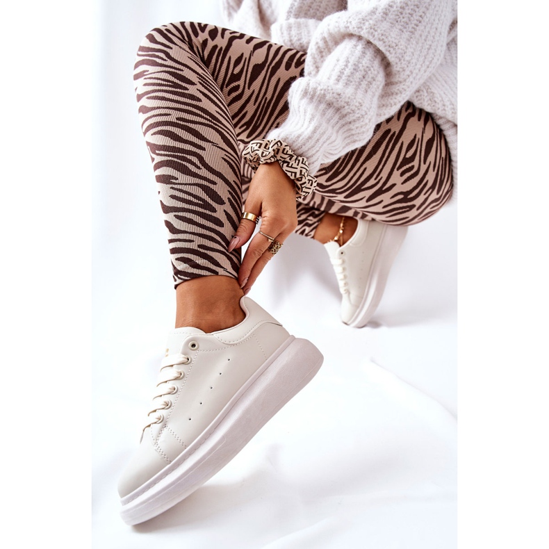 Läder Sportskor På Beige Lemmy Plattform 2