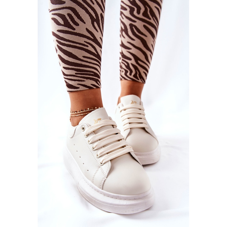 Läder Sportskor På Beige Lemmy Plattform 1