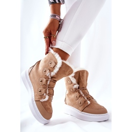 Beige Hoppy varma stövlar med päls kaki 2