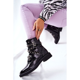 Lackerade stövlar med svarta Lorist -remsor 1