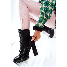 PG1 Damskor på en högklackad krokodilmönster Svart Erdogan 1