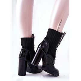 PG1 Damskor på en högklackad krokodilmönster Svart Erdogan 2