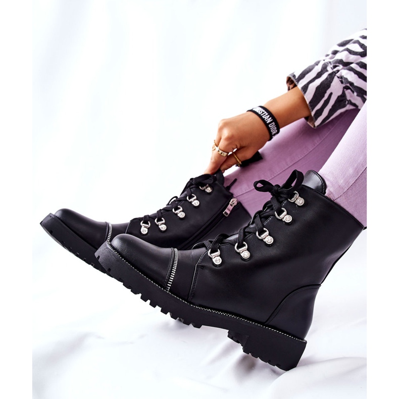 PG1 Klassiska svarta Daiane-knutna läderstövlar 2