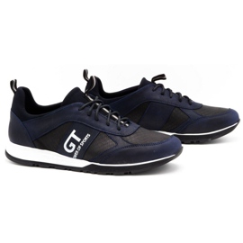 Polbut Sportskor för män i läder 2111PLB, marinblå 2