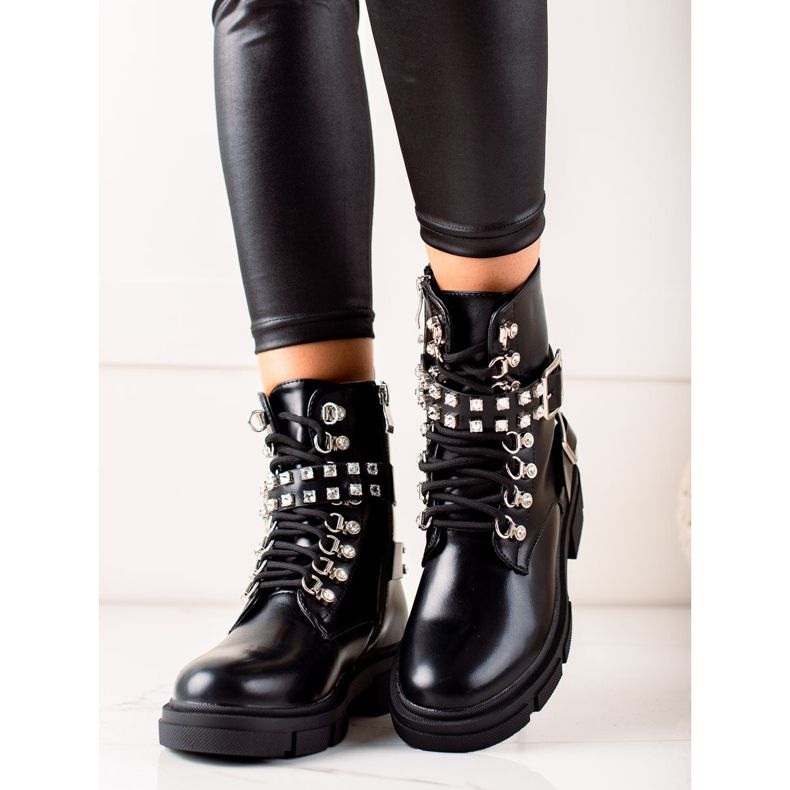 TRENDI Snygga arbetare med strass svart 2