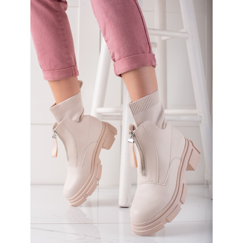 Bestelle Slip-on arbetare med en dragkedja beige 1