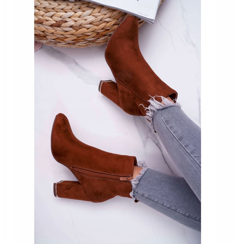 Högklackade kamelstövlar för damer brun 4