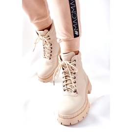 Ideal Shoes Timberki stövlar Traperki Beżowe Mustgrow beige 2