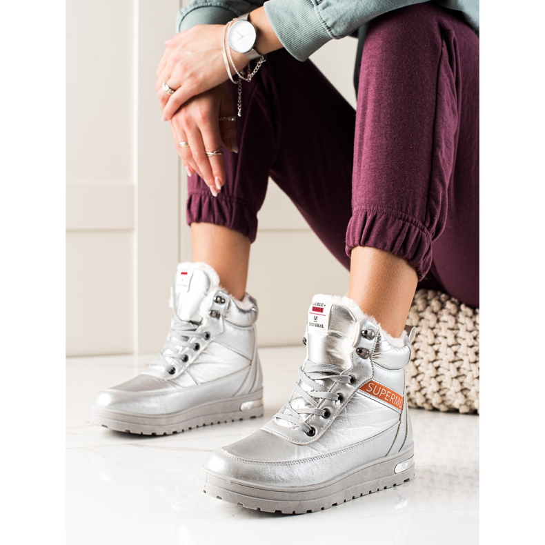TRENDI Snowboots med Glitter Supermo silver- 1
