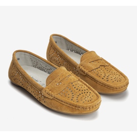 S. BARSKI Camel loafers med genombrutet av S. Bararski brun 1