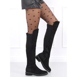 Over-the-knee boots med Verso Black pärlor svart 4