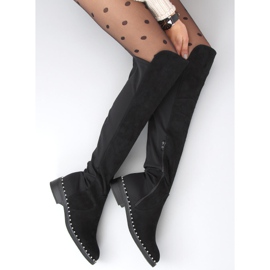 Over-the-knee boots med Verso Black pärlor svart 5