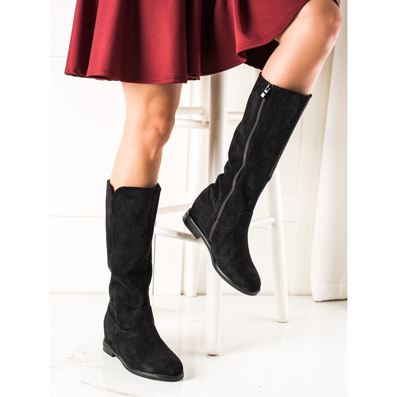 Renda Svarta kilstövlar i mocka 2