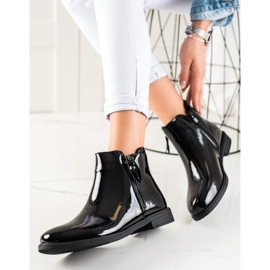 TRENDI Klassiska lackade stövlar svart 2