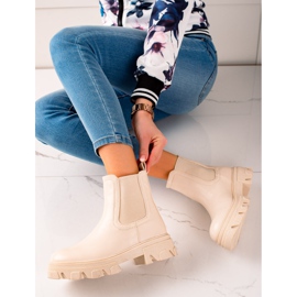 Seastar Trendiga Chelsea stövlar på plattformen beige 1