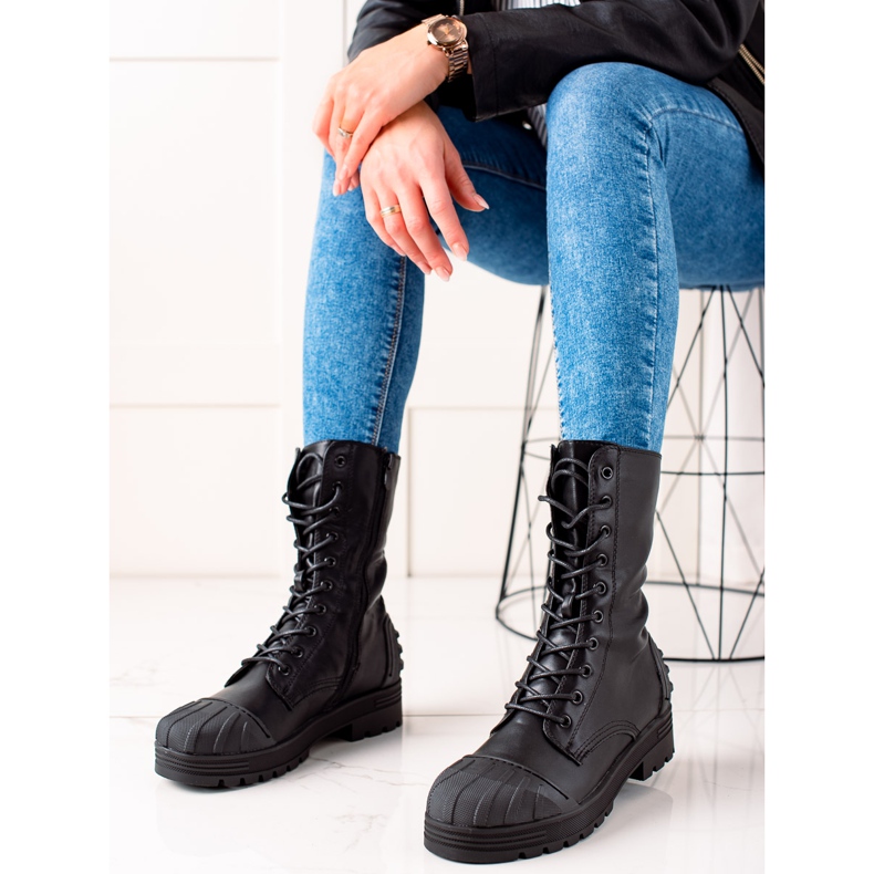 Seastar Höga snörstövlar svart 2