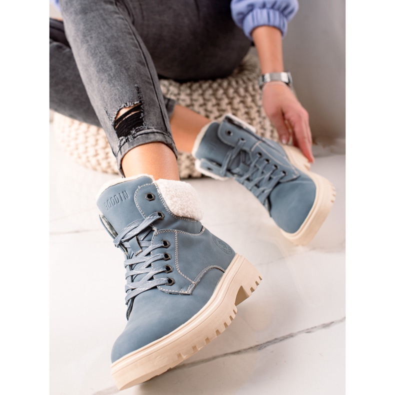 Goodin Snygga fällare gjorda av ekologiskt läder beige blå 1