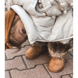 FRROCK Snöskor med pälskamel liten räv beige gul 2