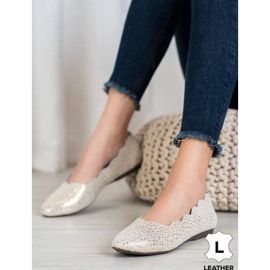 Filippo Fashionabla ballerinor i läder gyllene 1