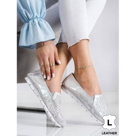 Goodin Silver Läder Loafers grå 1