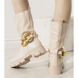 Beige isolerade stövlar med Harrison-kedja 1