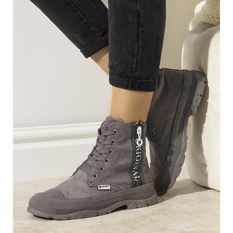 Grå varma stövlar för kvinnor Goris 1