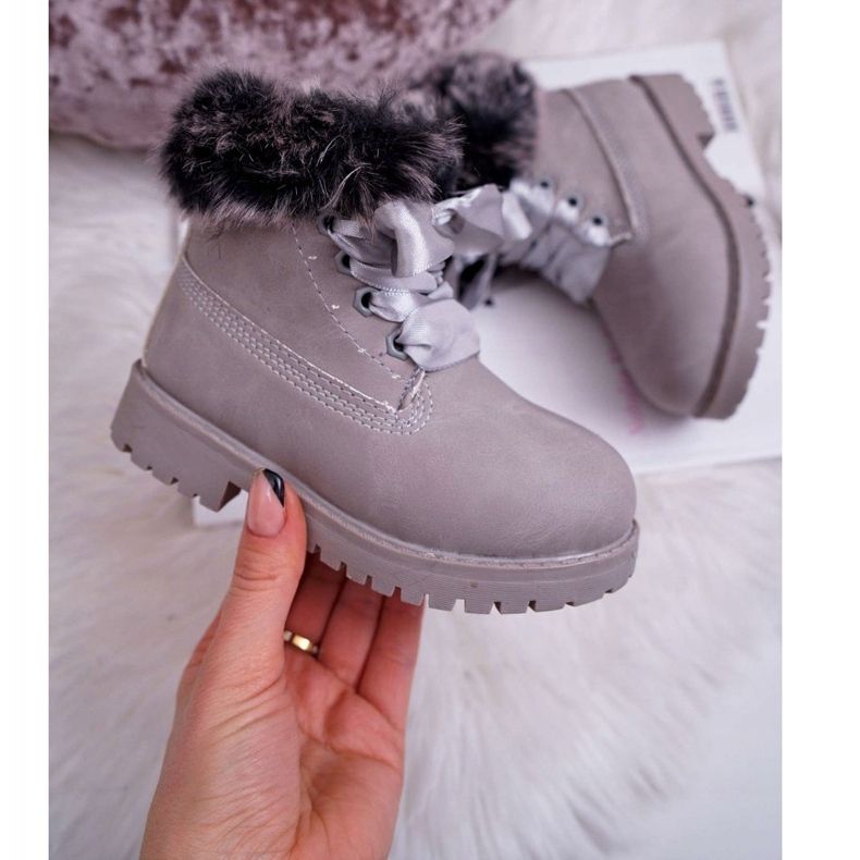 FRROCK Barnskor uppvärmda med pälsgrå Tesoro -fällare 2