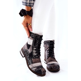 Maciejka grå läder Jodhpur stövlar 05095-03 svart 1