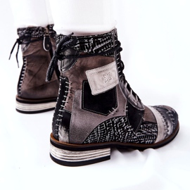 Maciejka grå läder Jodhpur stövlar 05095-03 svart 2