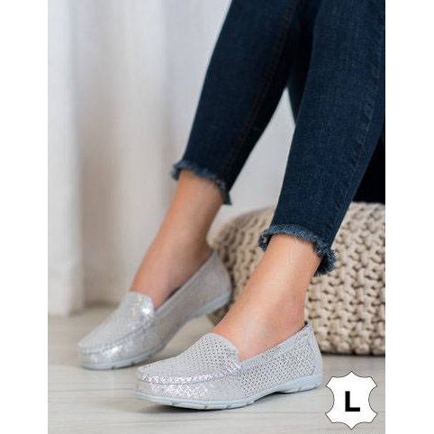 Goodin Silver Läder Loafers grå 1