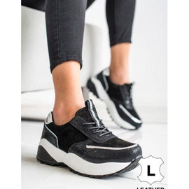 VINCEZA svart läder sneakers silver- 1